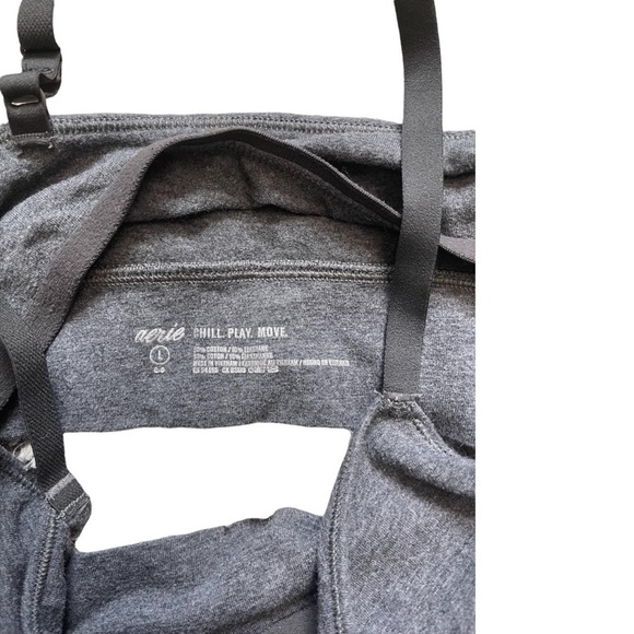 Aerie Womens Large Pajama Loungewear Set- Pants And Sports Bra- Hearts- Gray - Picture 3 of 10